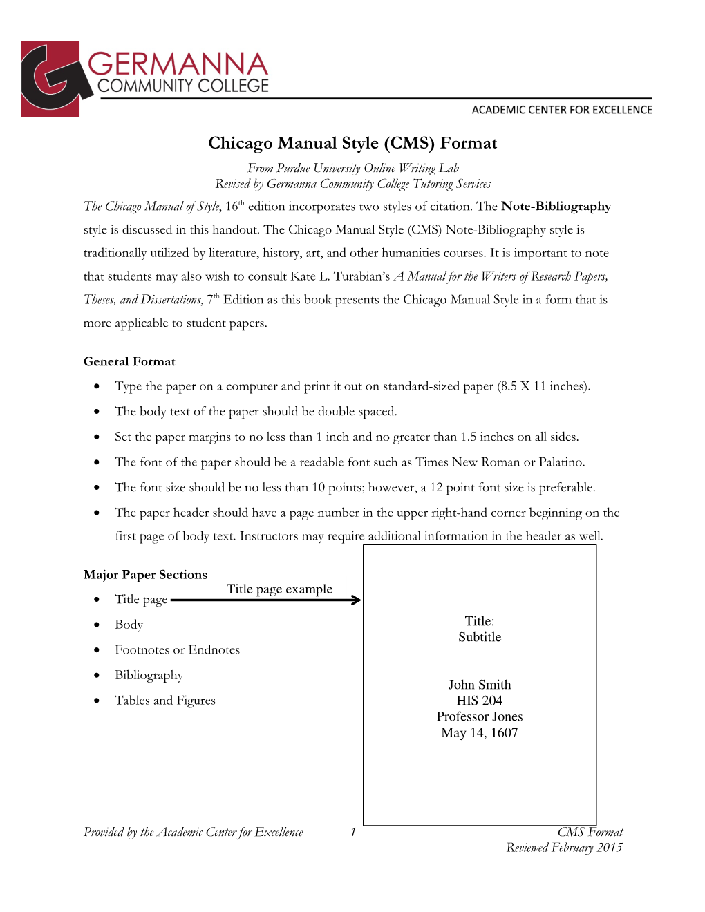 Chicago Manual Style (CMS) Format