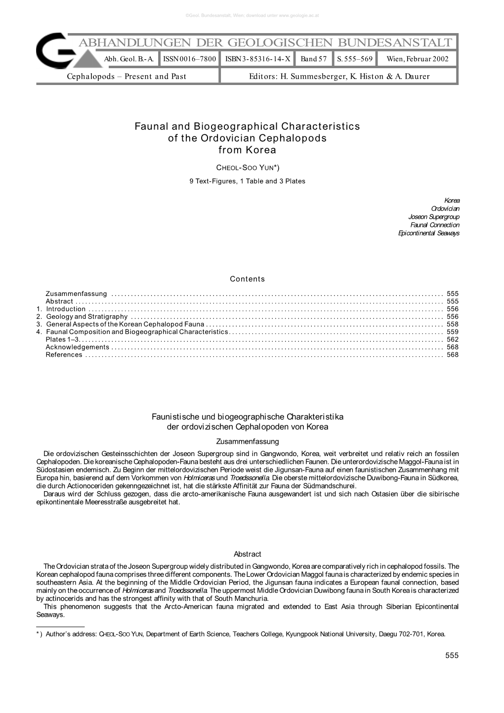 ABHANDLUNGEN DER GEOLOGISCHEN BUNDESANSTALT Abh