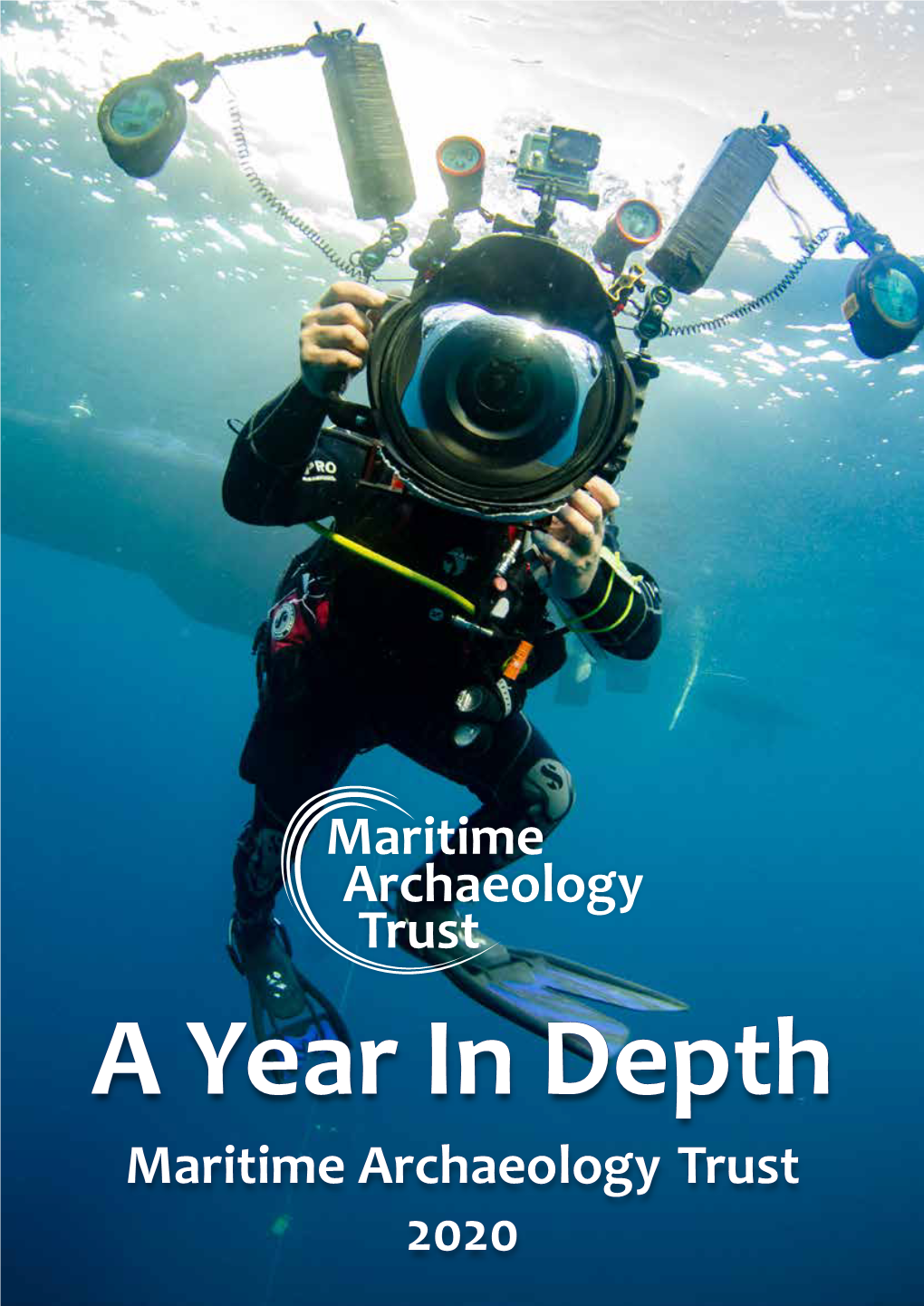 Maritime Archaeology Trust 2020 Front Cover: Diver Stéphane Jamme with an Underwater Camera, Captured by MAT Archaeologist Brandon Mason