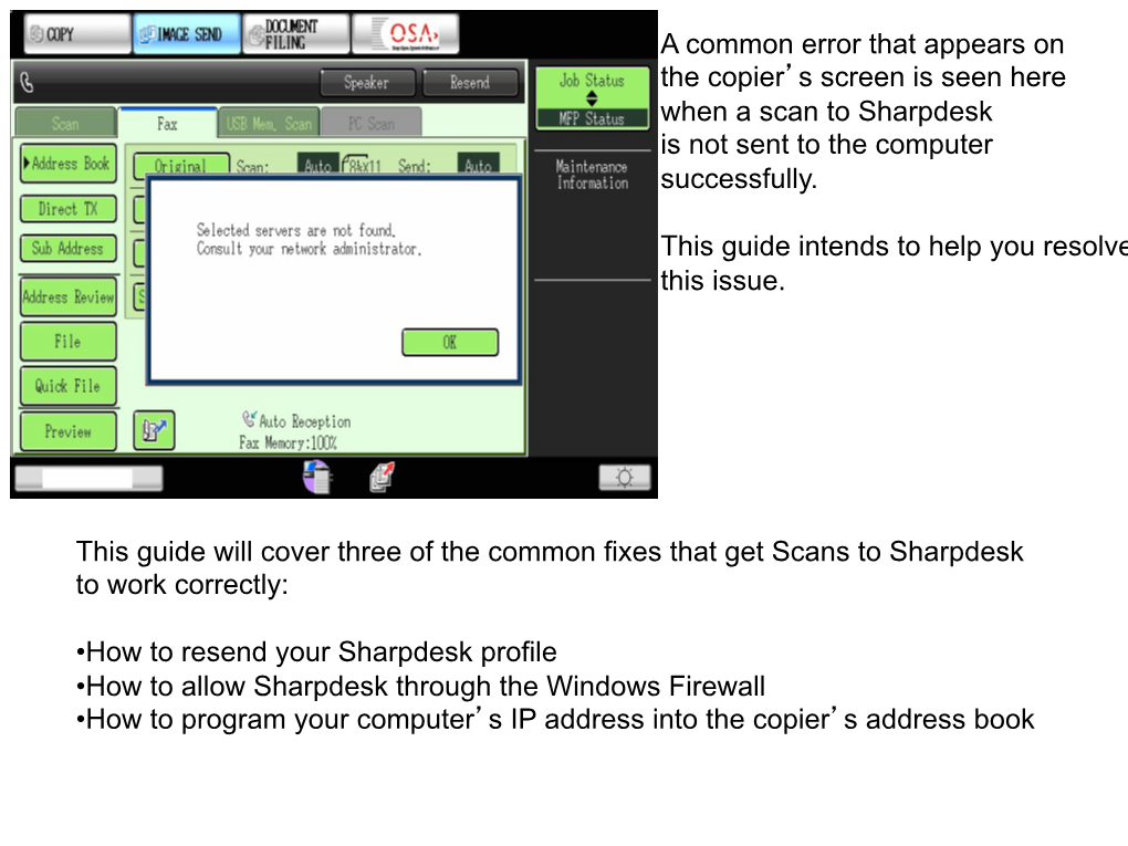 Trouble Shooting Common Sharpdesk Errors