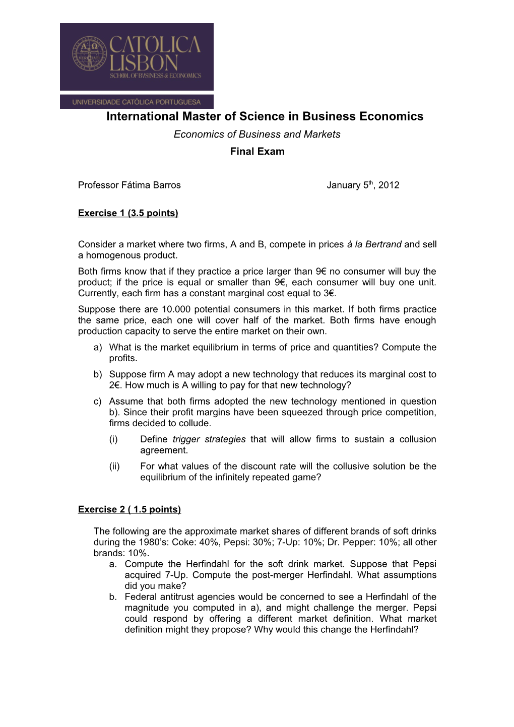 Economics of Business and Markets