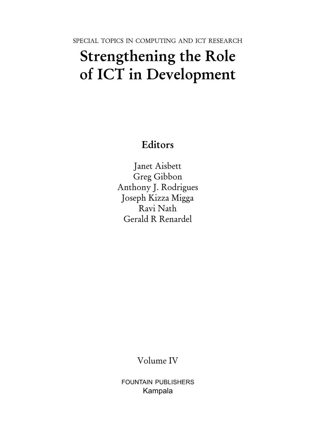 Strengthening the Role of ICT in Development