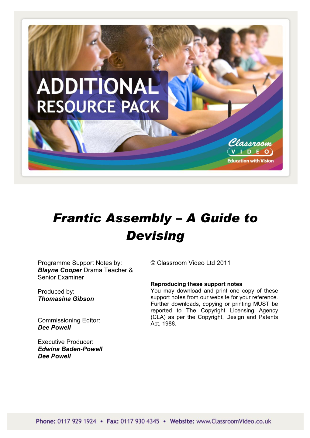 Frantic Assembly – a Guide to Devising