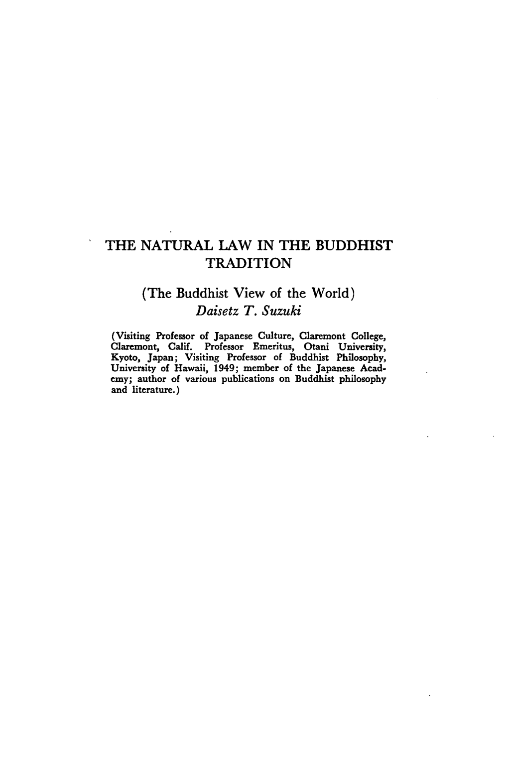 Natural Law in the Buddhist Tradition