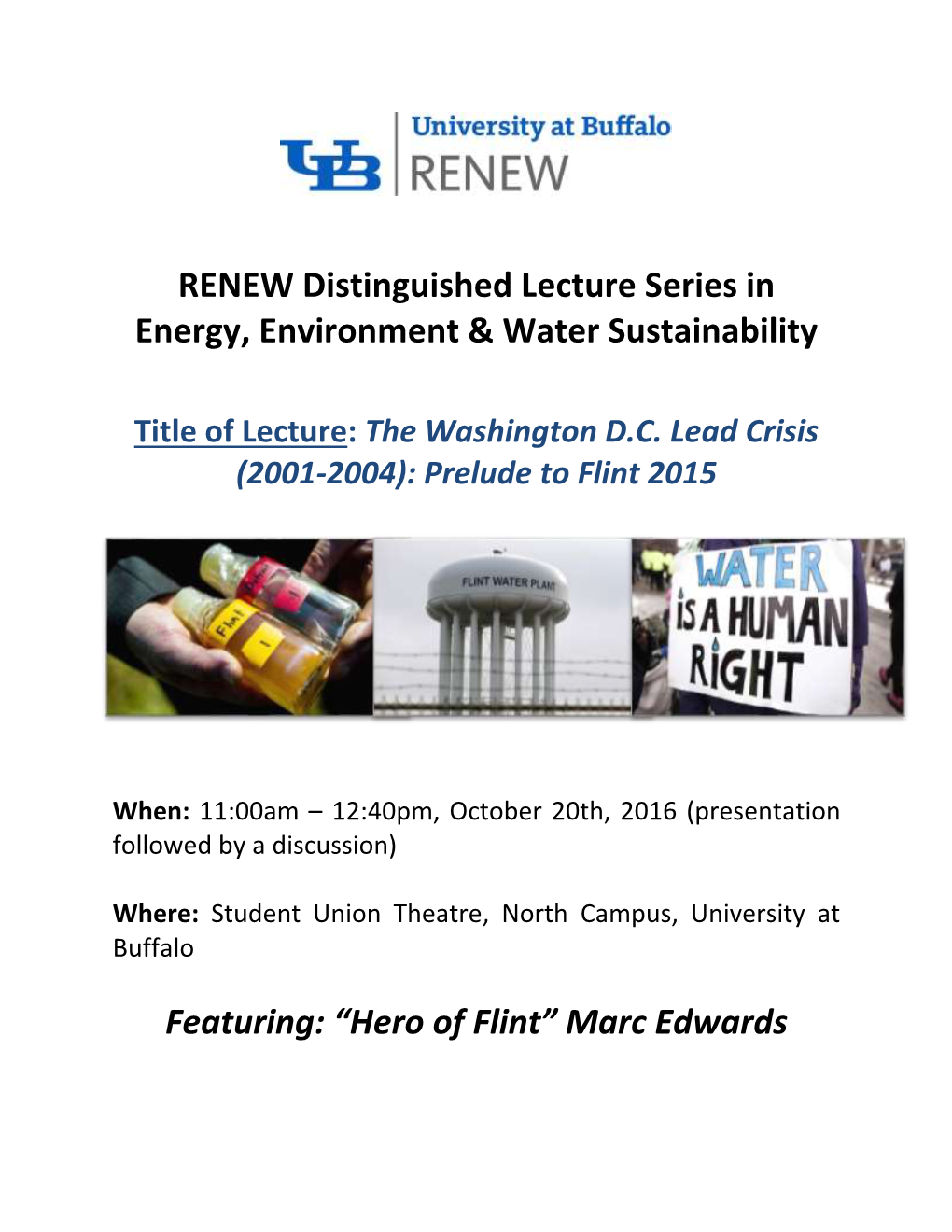 RENEW Distinguished Lecture Series in Energy, Environment & Water Sustainability