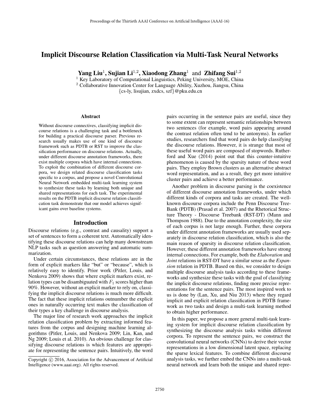 Implicit Discourse Relation Classification Via Multi-Task Neural