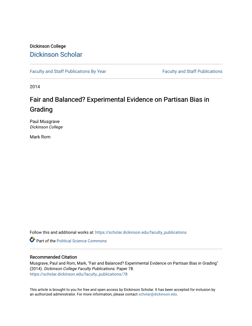 Experimental Evidence on Partisan Bias in Grading