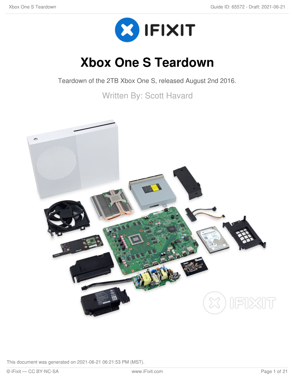Xbox One S Teardown Guide ID: 65572 - Draft: 2021-06-21