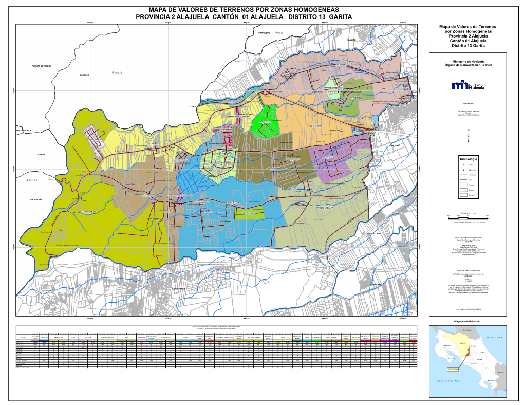 Mapa De Valores De Terrenos Por Zonas Homogéneas Provincia 2 Alajuela Cantón 01 Alajuela Distrito 13 Garita 463200 465200 467200 469200 471200