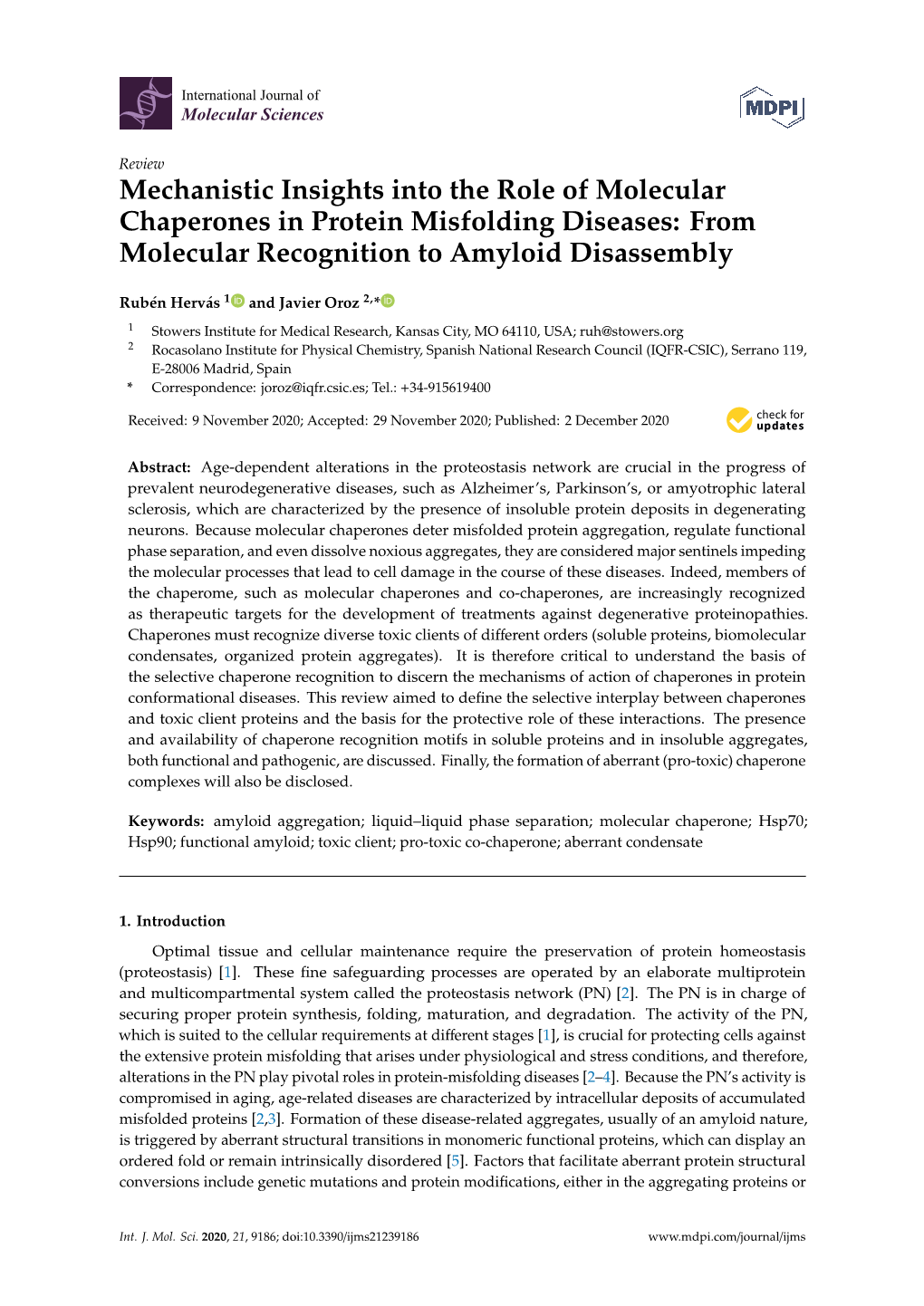 Mechanistic Insights Into the Role of Molecular Chaperones in Protein Misfolding Diseases: from Molecular Recognition to Amyloid Disassembly