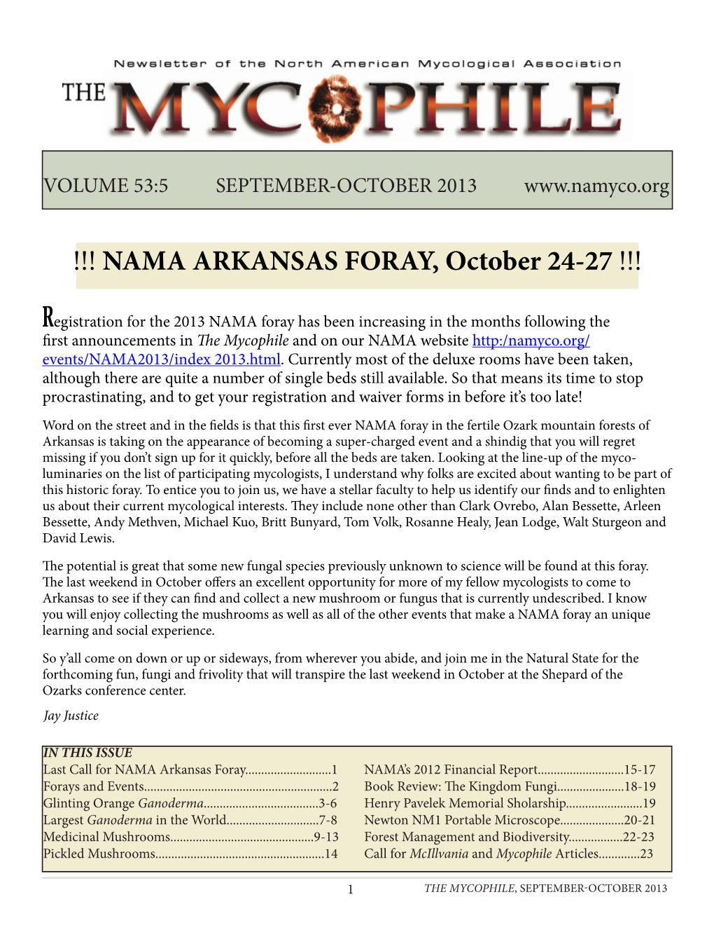 !!! NAMA ARKANSAS FORAY, October 24-27 !!!