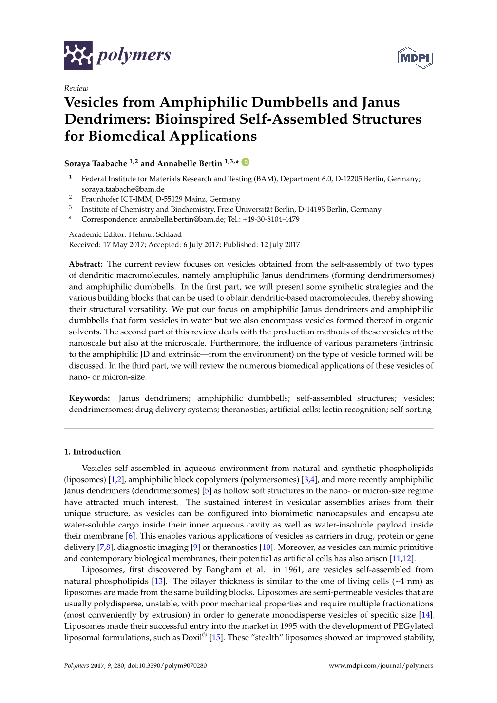 Vesicles from Amphiphilic Dumbbells and Janus Dendrimers: Bioinspired Self-Assembled Structures for Biomedical Applications