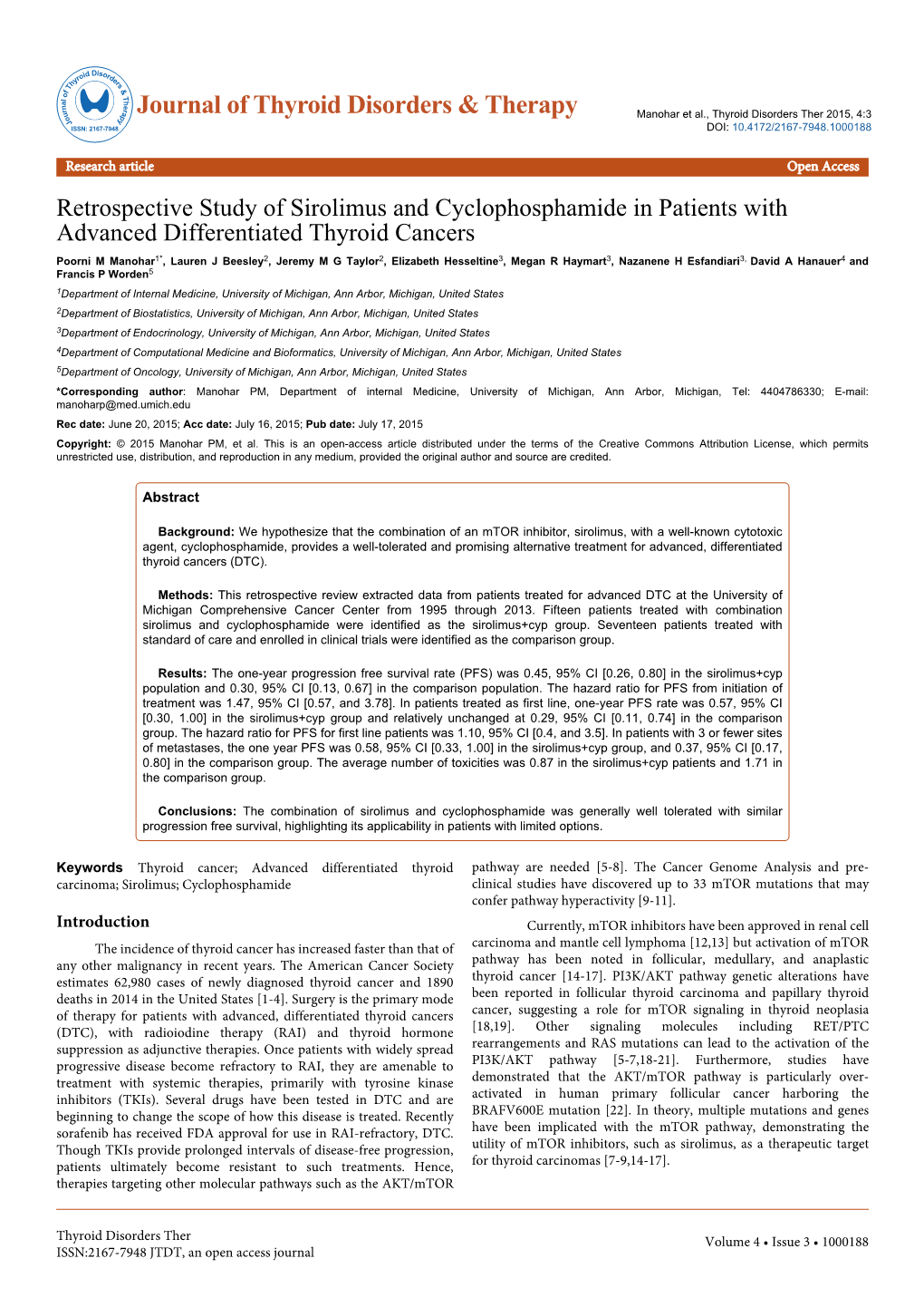 Retrospective Study of Sirolimus and Cyclophosphamide in Patients With