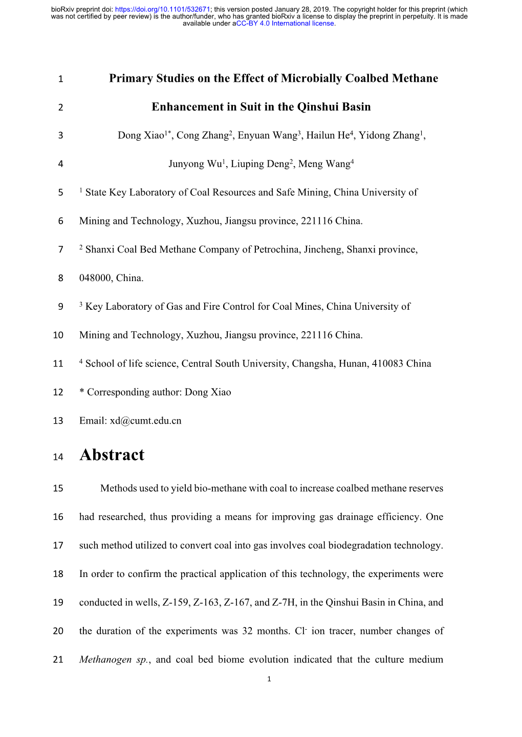 Primary Studies on the Effect of Microbially Coalbed Methane