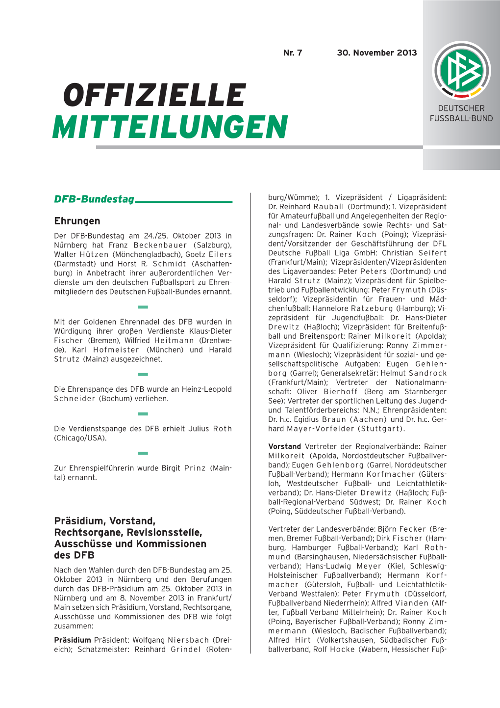 Offizielle Mitteilungen Nr. 7