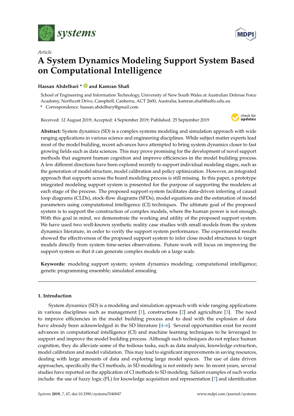 A System Dynamics Modeling Support System Based on Computational Intelligence