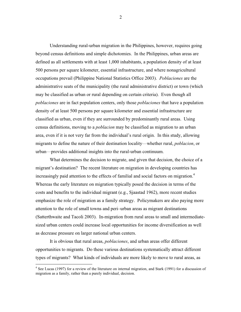 Migration and the Rural-Urban Continuum