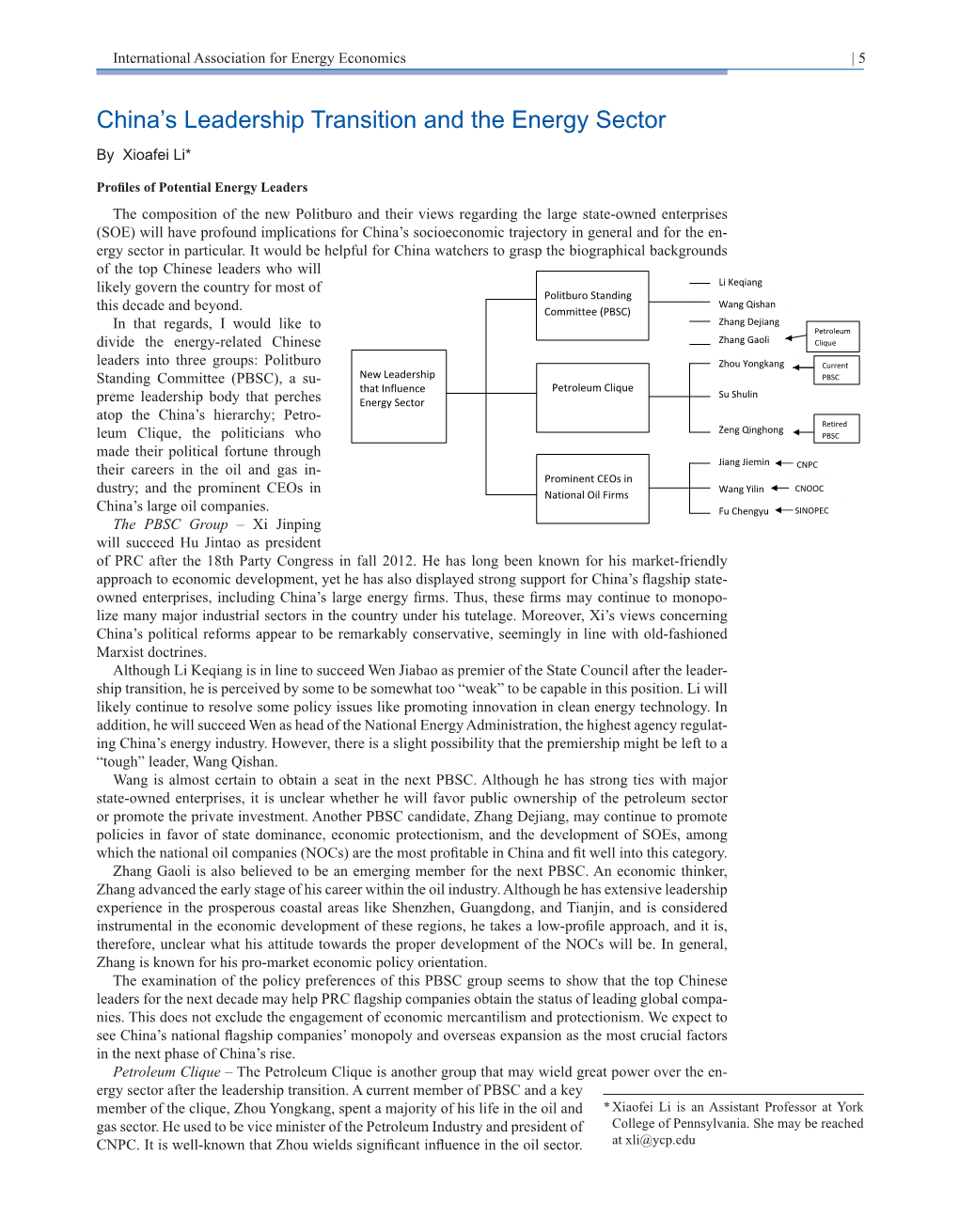 China's Leadership Transition and the Energy Sector