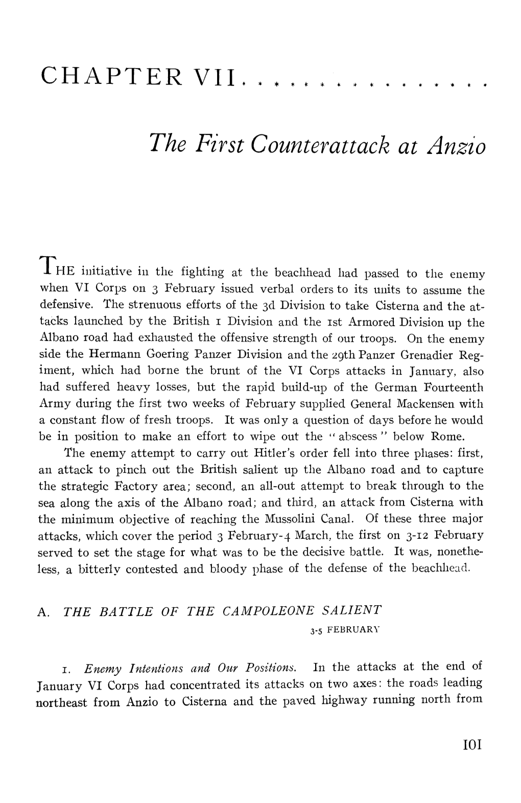 CHAPTER VII. * the First Counterattack at Anzio