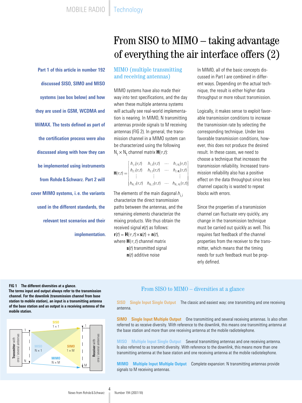 From SISO to MIMO – Taking Advantage of Everything the Air Interface Offers (2)