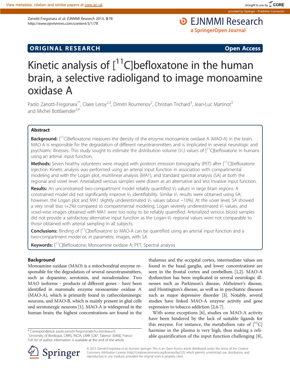 Befloxatone in the Human Brain, a Selective Radioligand To