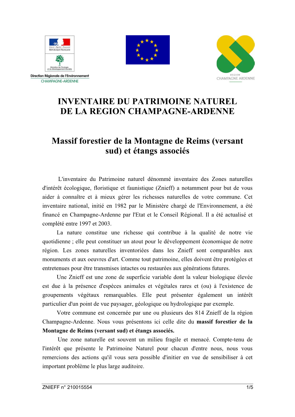 Inventaire Du Patrimoine Naturel De La Region Champagne-Ardenne