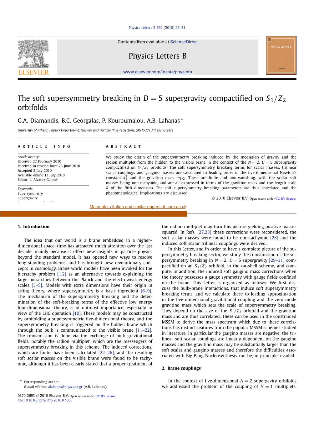 The Soft Supersymmetry Breaking in D=5 Supergravity Compactified On