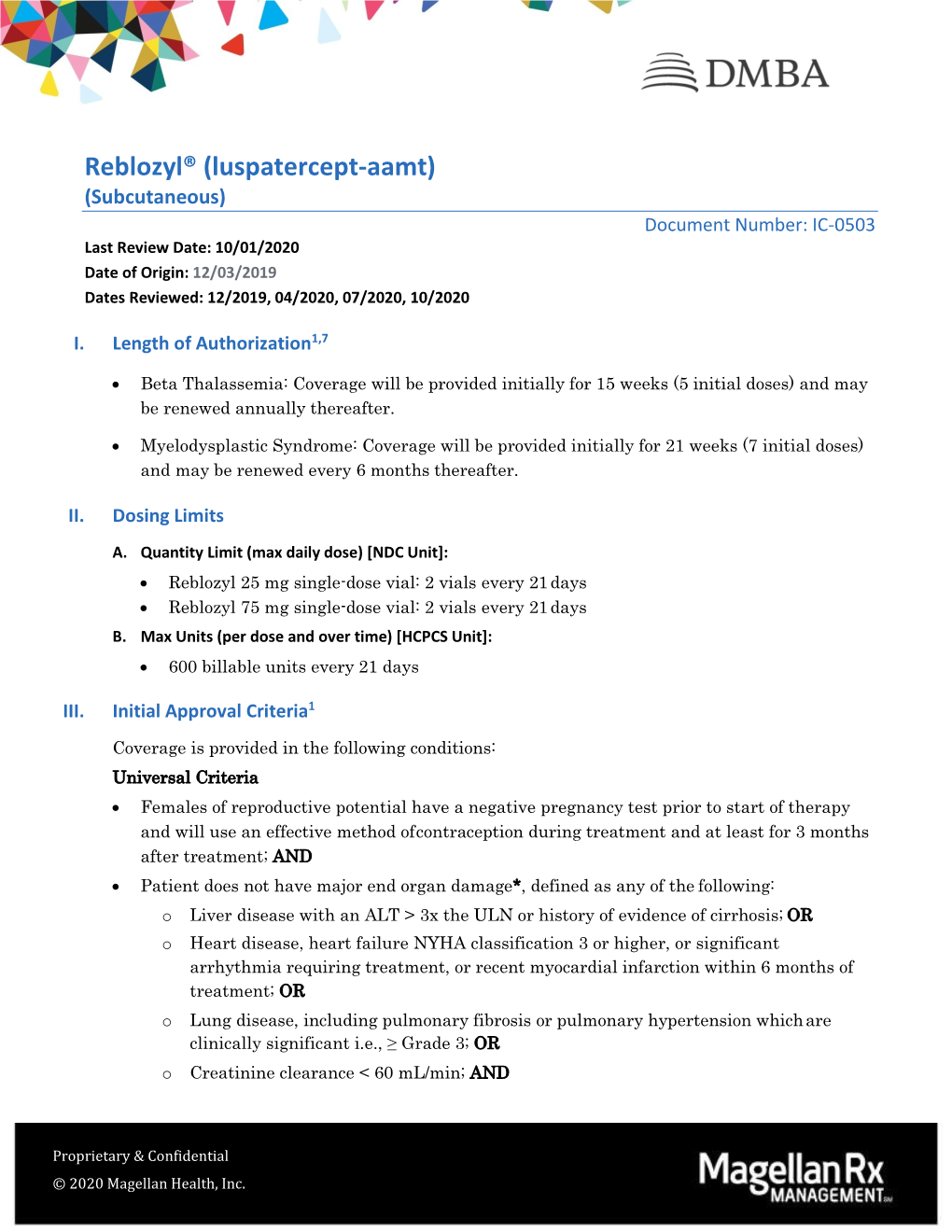 Reblozyl® (Luspatercept-Aamt)