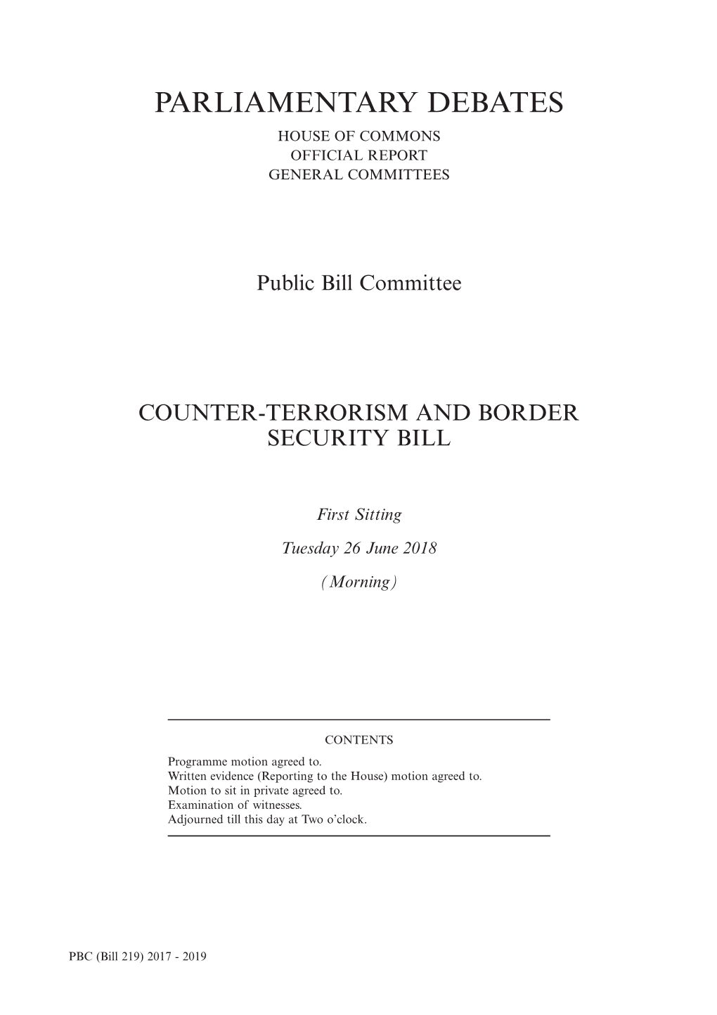 Parliamentary Debates House of Commons Official Report General Committees