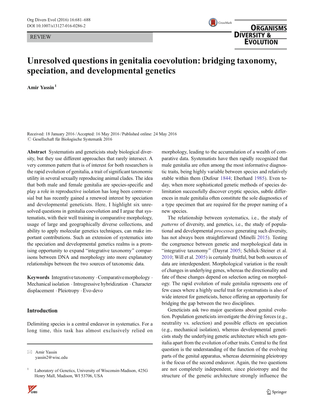 Unresolved Questions in Genitalia Coevolution: Bridging Taxonomy, Speciation, and Developmental Genetics