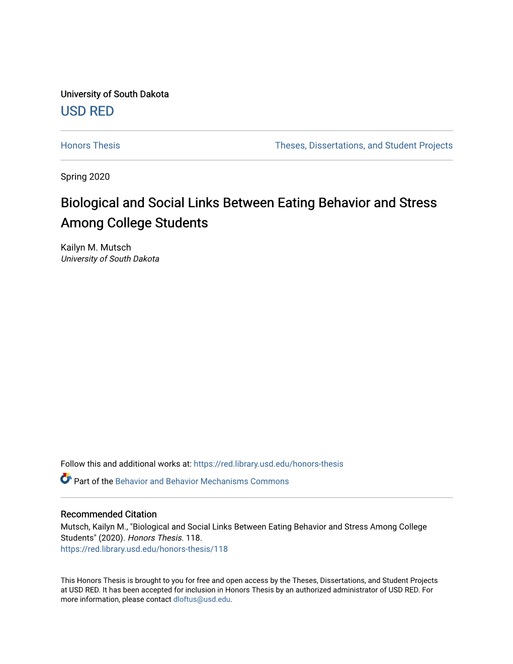 Biological and Social Links Between Eating Behavior and Stress Among College Students