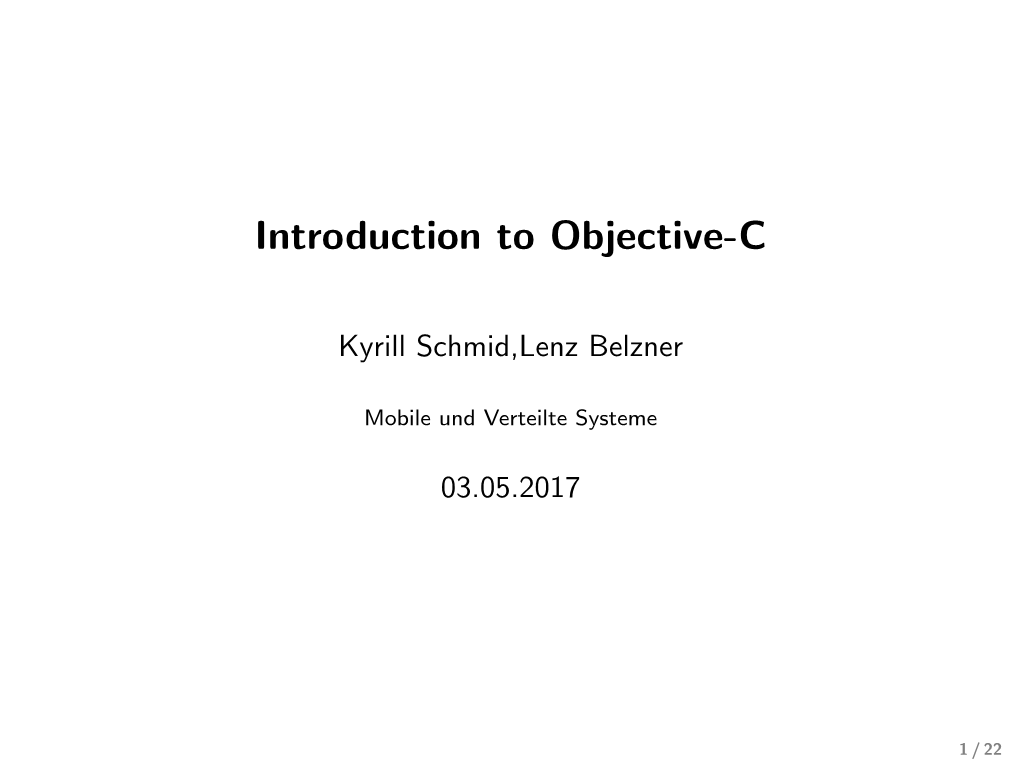 Introduction to Objective-C