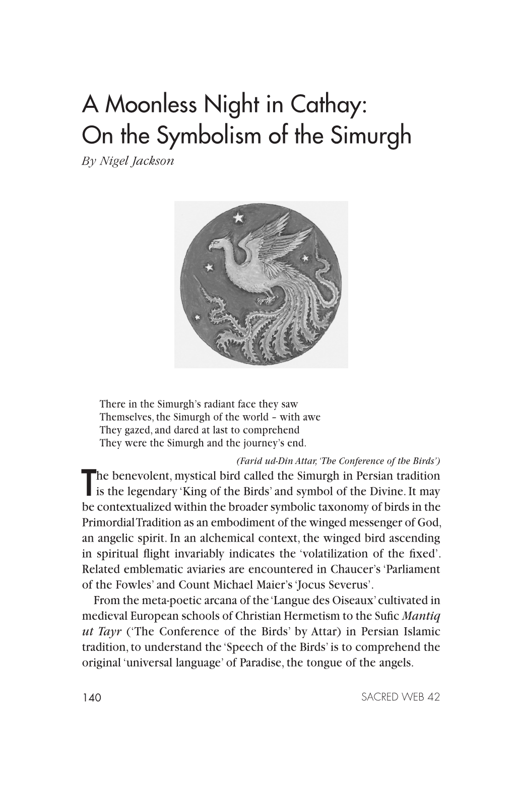 A Moonless Night in Cathay: on the Symbolism of the Simurgh by Nigel Jackson