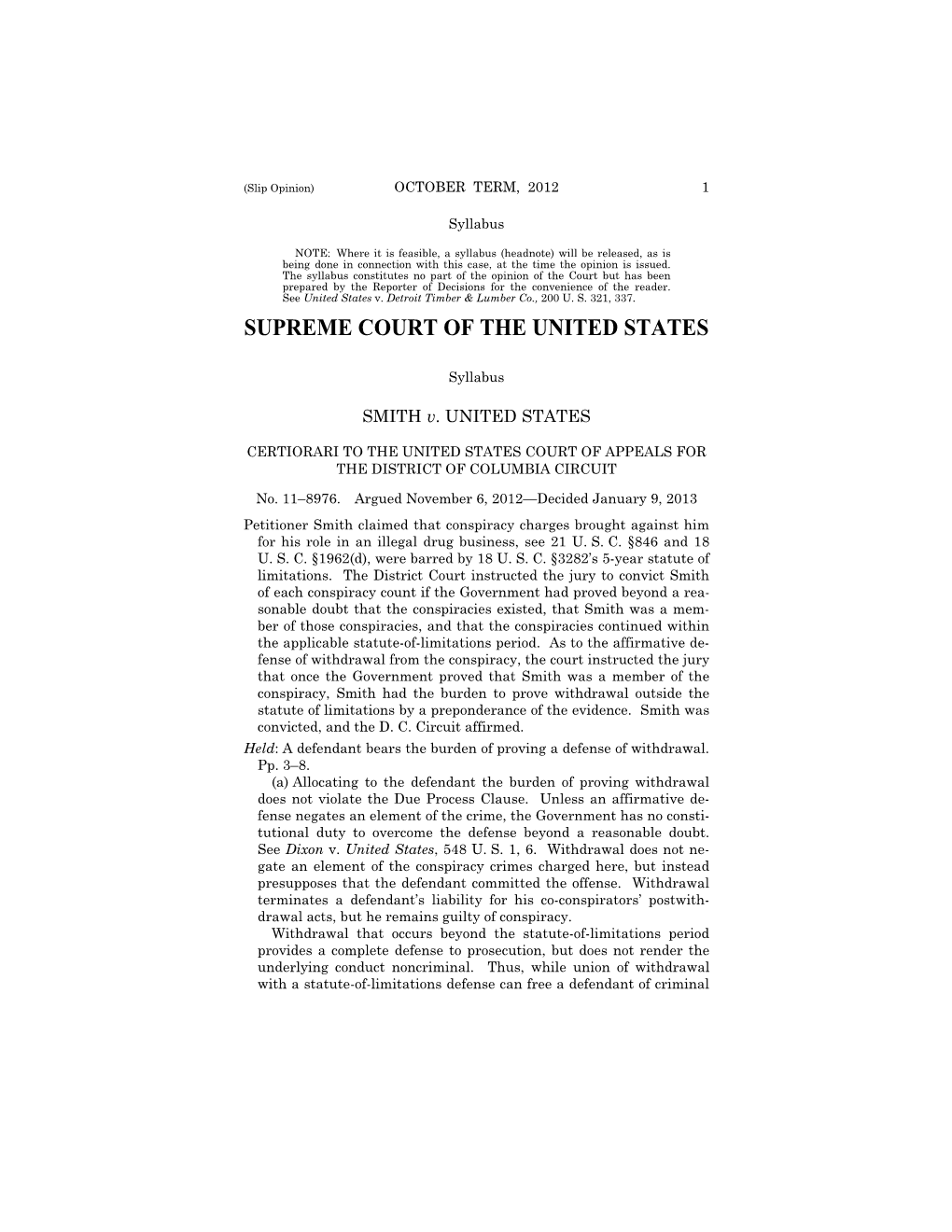 SMITH V. UNITED STATES