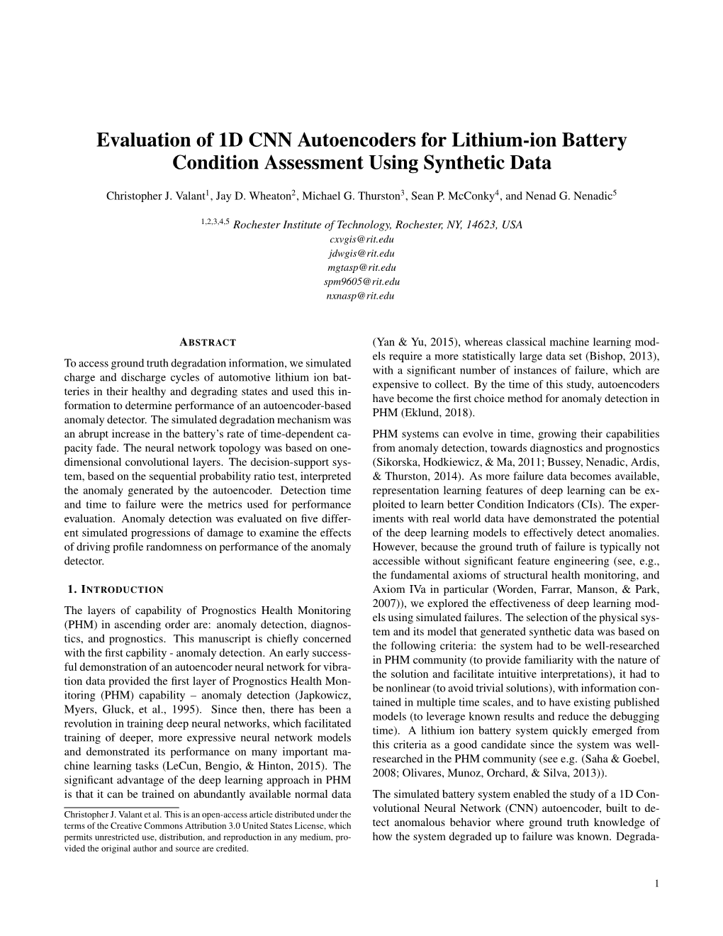 Evaluation of 1D CNN Autoencoders for Lithium-Ion Battery Condition Assessment Using Synthetic Data