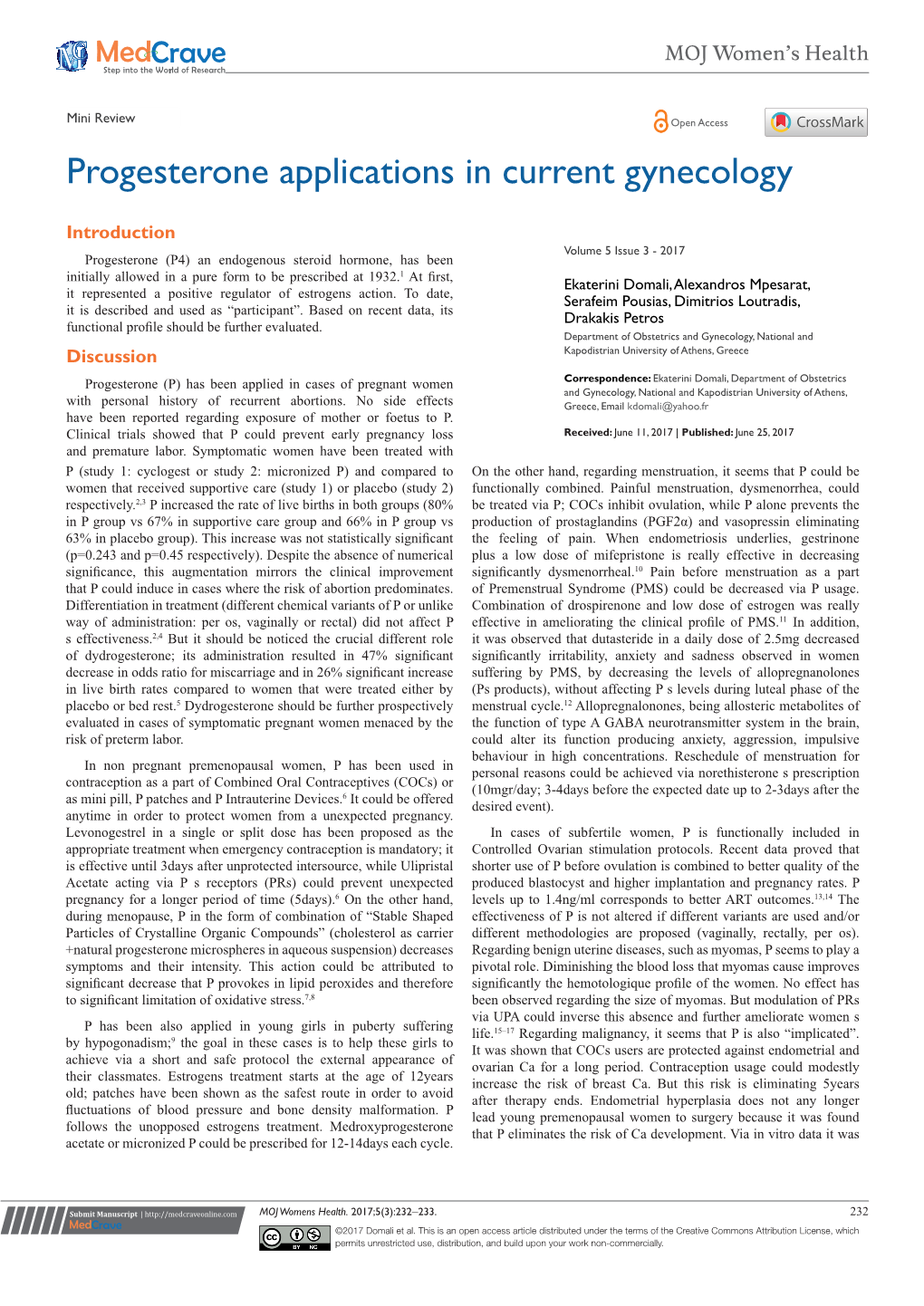 Progesterone Applications in Current Gynecology