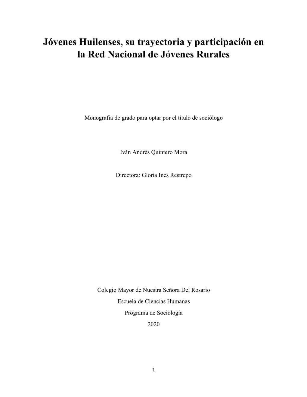 Jóvenes Huilenses, Su Trayectoria Y Participación En La Red Nacional De Jóvenes Rurales