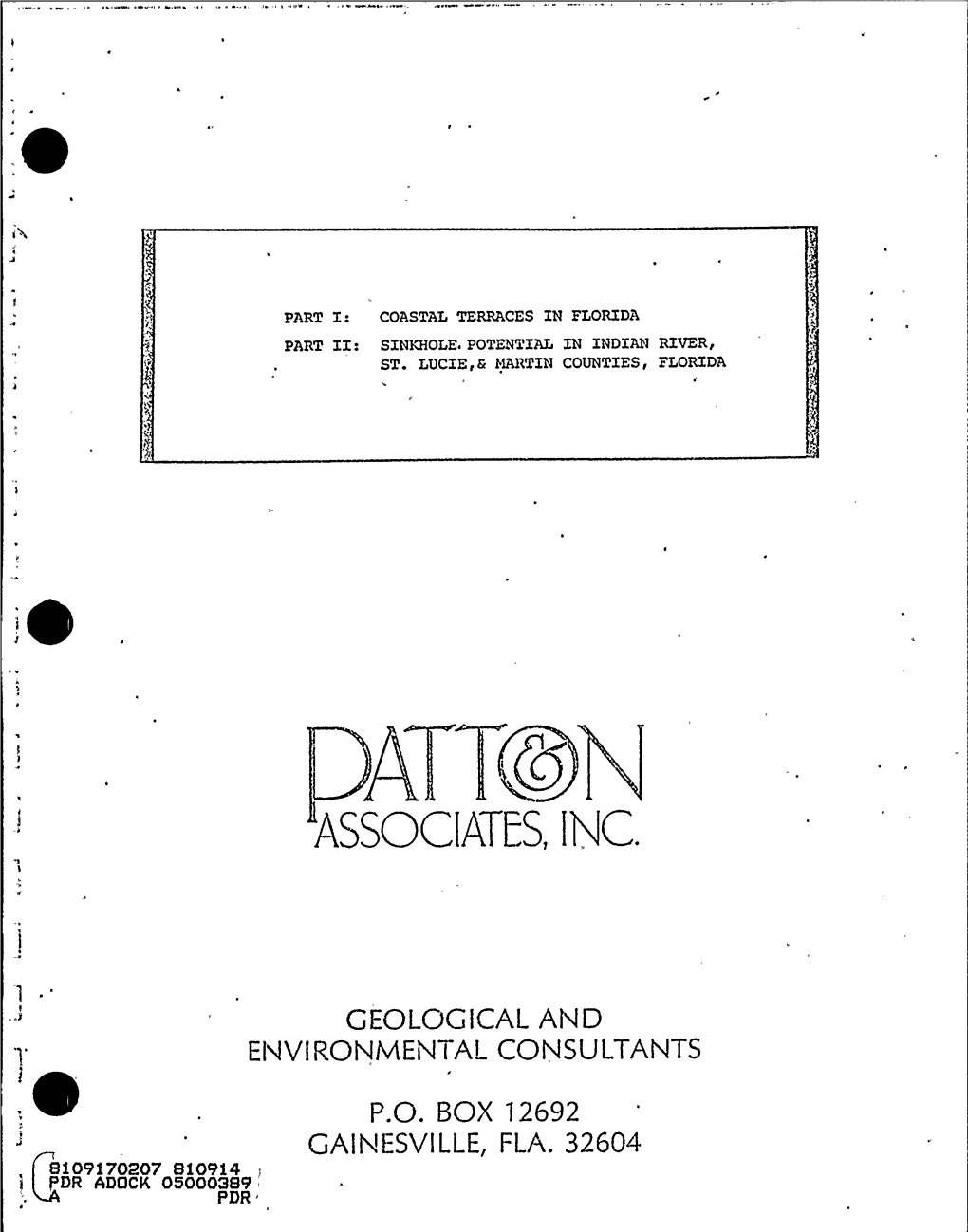 Part I:Coastal Terraces in FL;Part II:Sinkhole Potential In