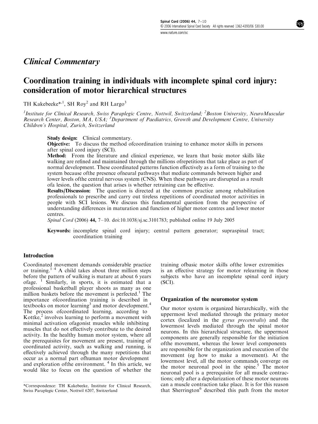 Clinical Commentary Coordination Training in Individuals With