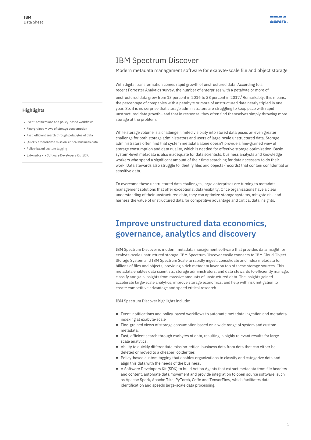 IBM Spectrum Discover at a Glance