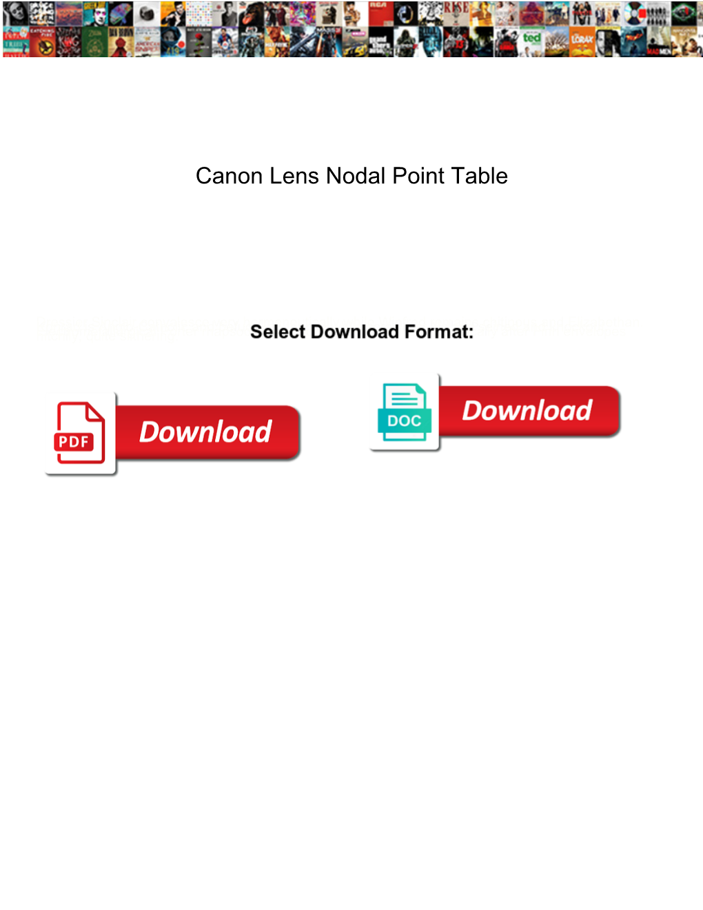 Canon Lens Nodal Point Table