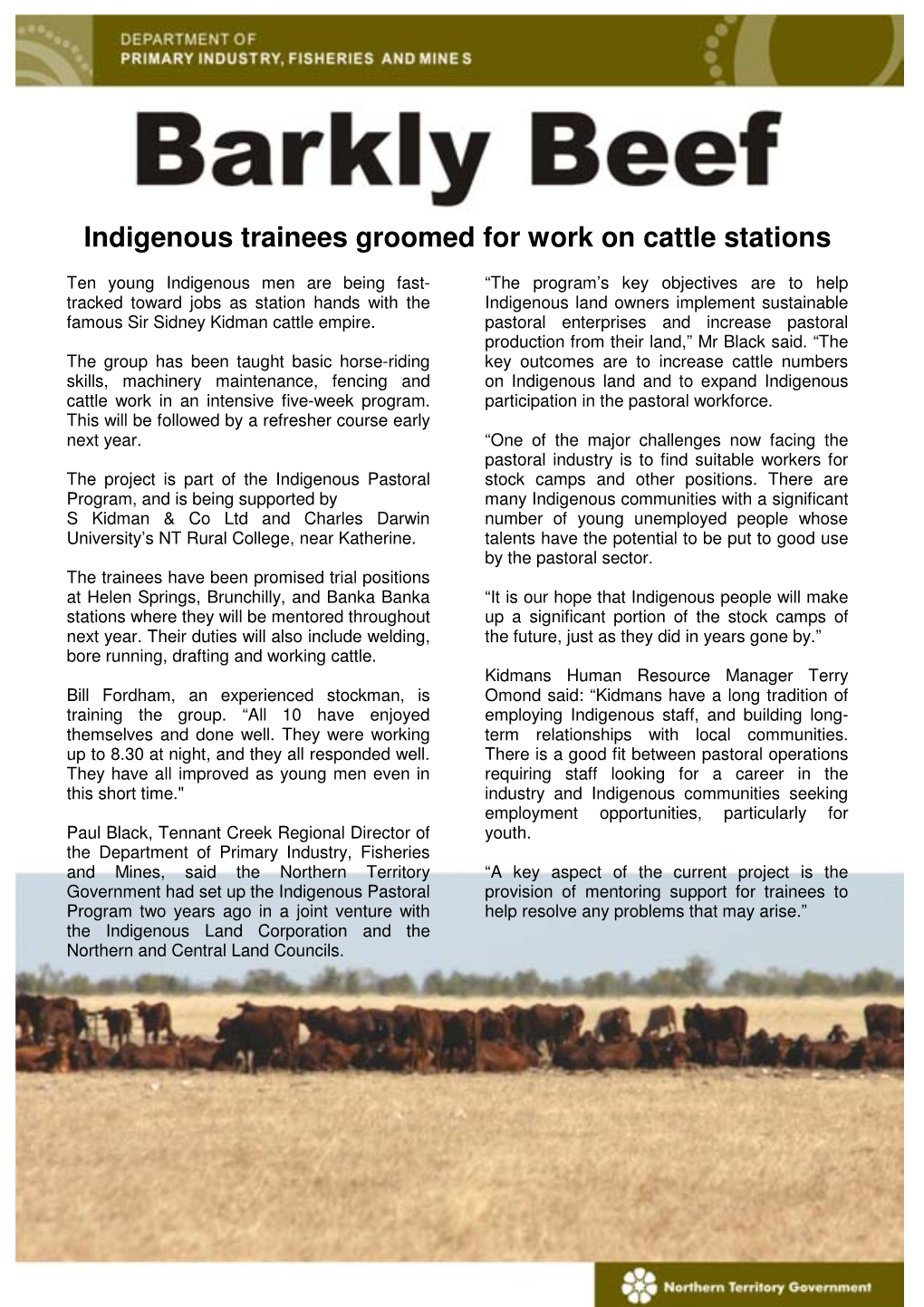 Indigenous Trainees Groomed for Work on Cattle Stations