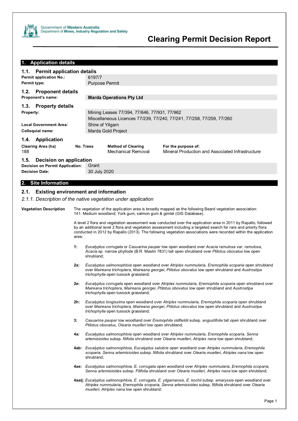 Clearing Permit Decision Report