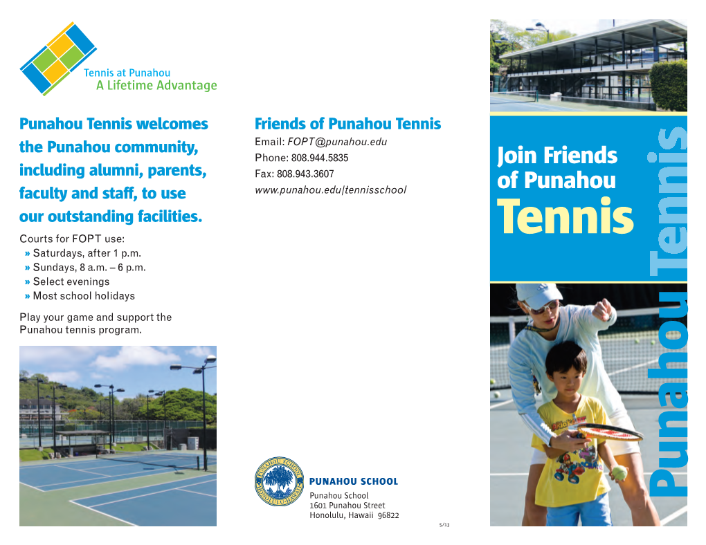 Punahou Tennis Program