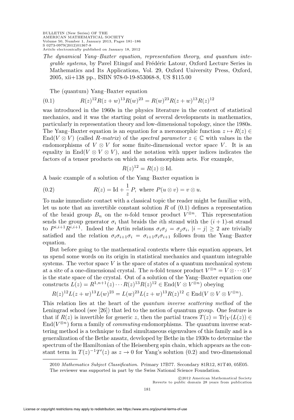 The Dynamical Yang–Baxter Equation, Representation Theory