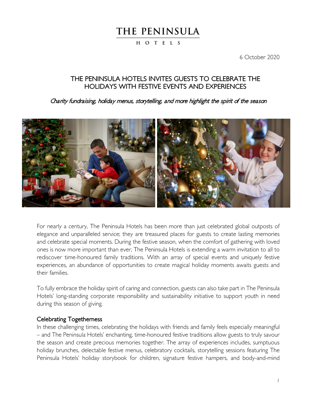 The Peninsula Hotels Invites Guests to Celebrate the Holidays with Festive Events and Experiences