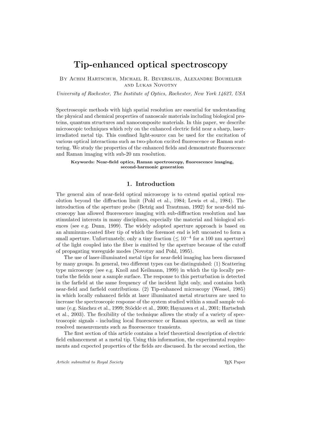 Tip-Enhanced Optical Spectroscopy