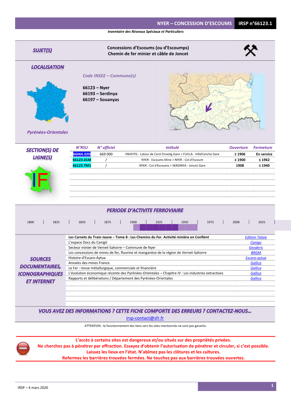 NYER – CONCESSION D'escoums IRSP N°66123.1