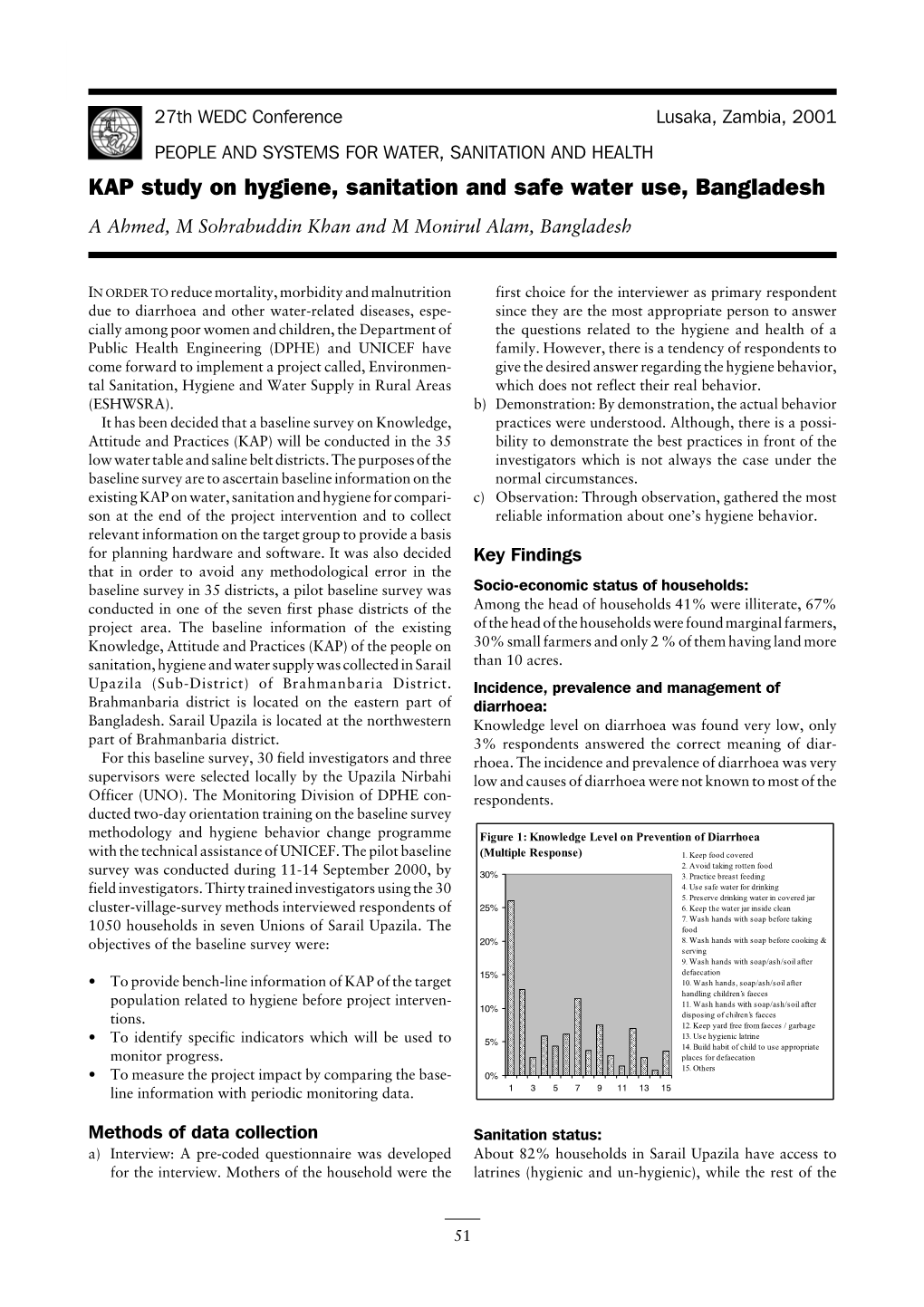 KAP Study on Hygiene, Sanitation and Safe Water Use, Bangladesh