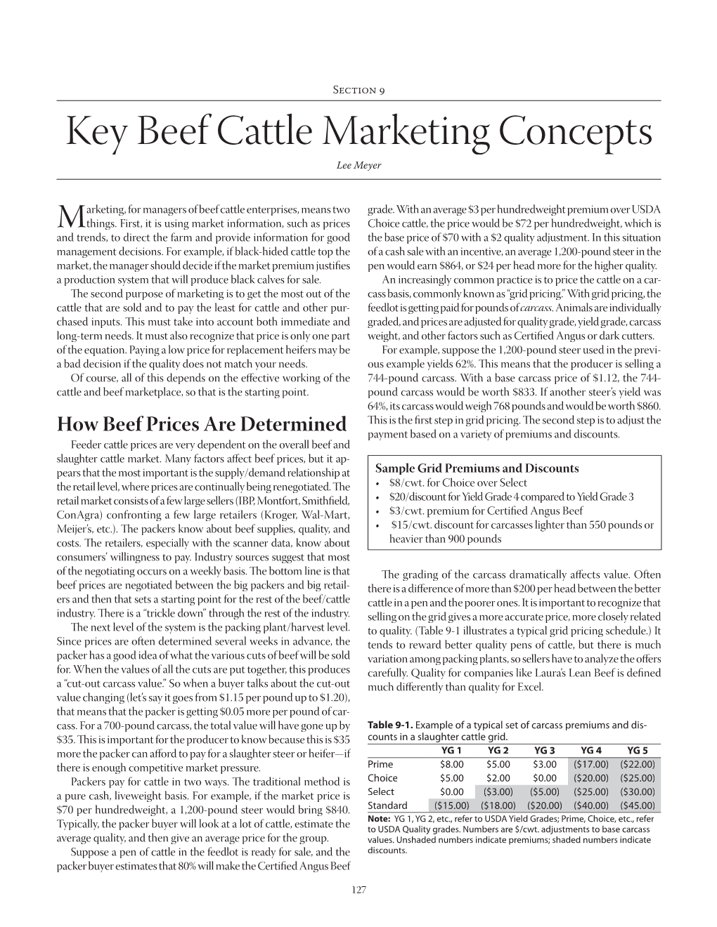 Key Beef Cattle Marketing Concepts Lee Meyer